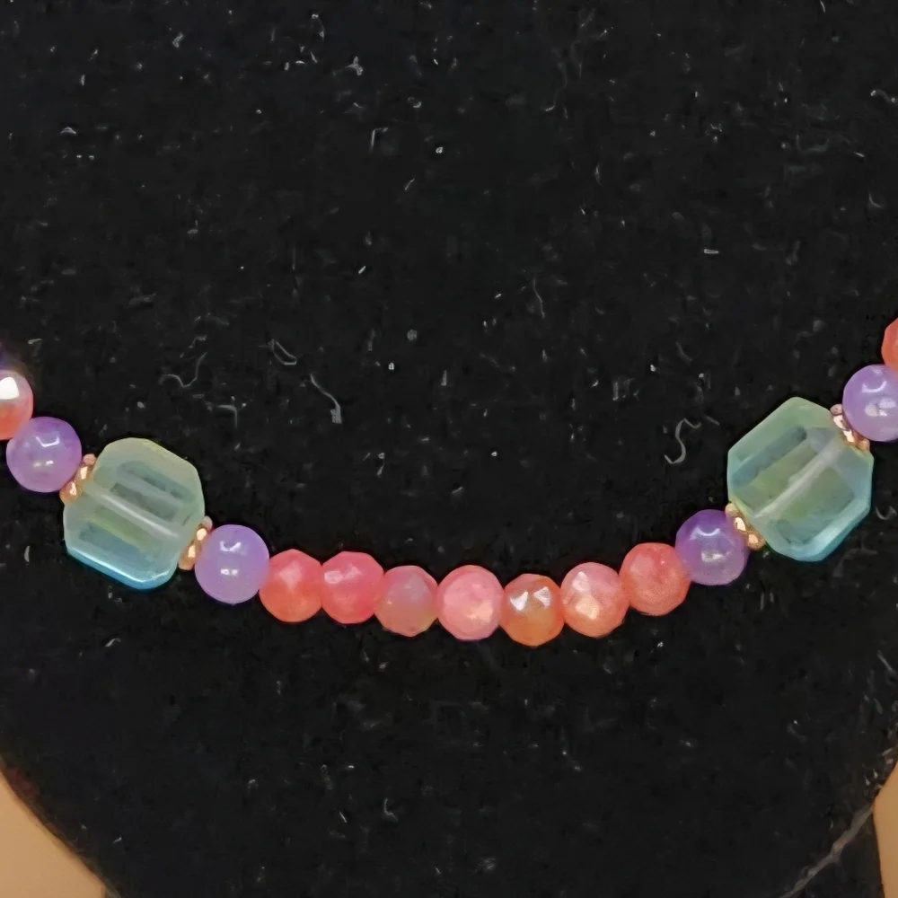 Thulite, Green Fluorite and Copper Beaded Necklace